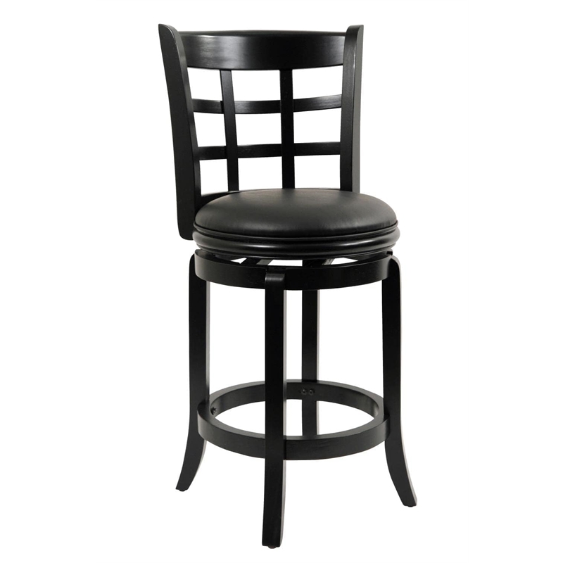 Boraam Wood Kyoto Bar Height Swivel Stool in Black Finish