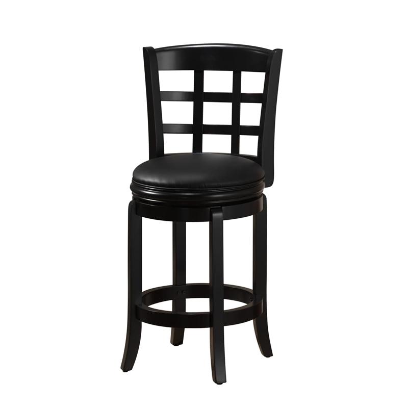 Boraam Wood Kyoto Bar Height Swivel Stool in Black Finish