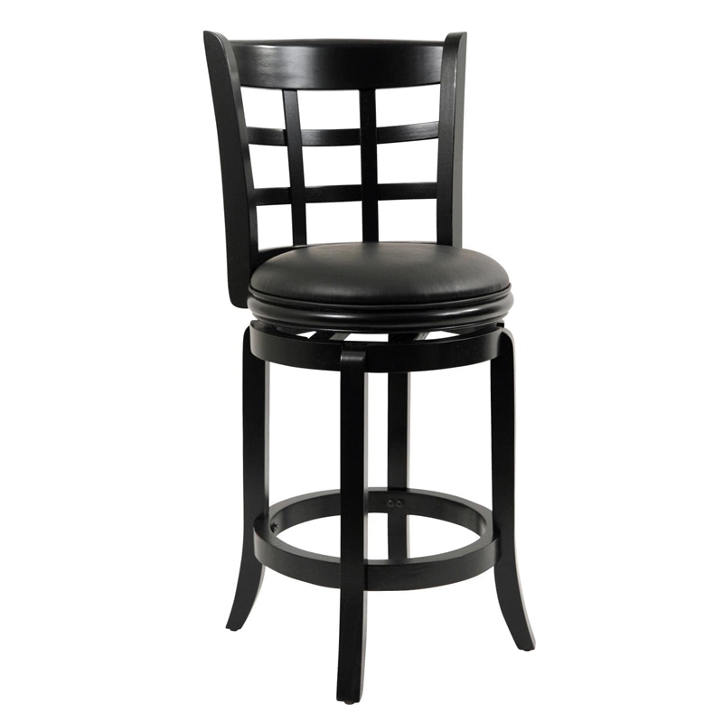 Boraam Wood Kyoto Bar Height Swivel Stool in Black Finish