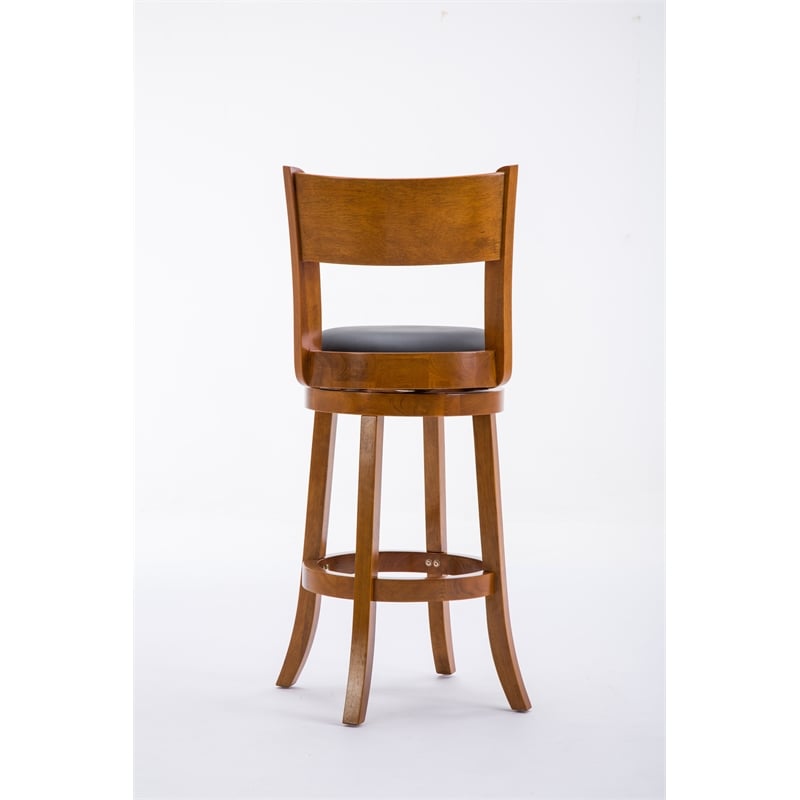 Boraam Wood Palmetto Bar Height Swivel Bar Stool in Fruitwood Brown Finish