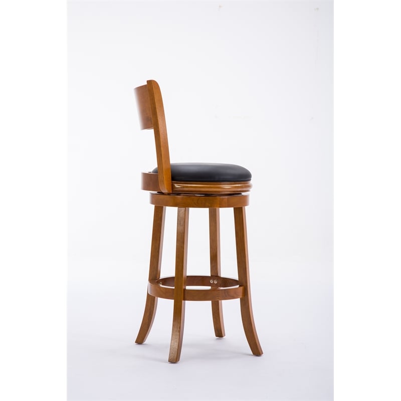 Boraam Wood Palmetto Bar Height Swivel Bar Stool in Fruitwood Brown Finish