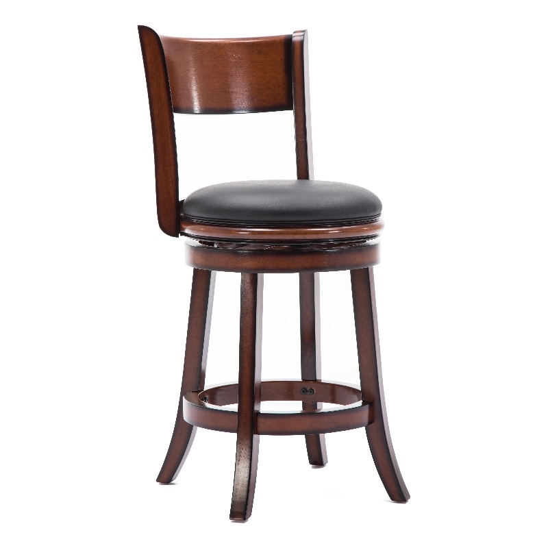 Boraam Wood Palmetto Counter Height Swivel Stool in Brandy Brown Finish