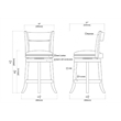 Boraam Wood Palmetto Counter Height Swivel Stool in Brandy Brown Finish