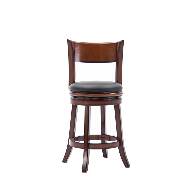 Boraam Wood Palmetto Counter Height Swivel Stool in Brandy Brown Finish