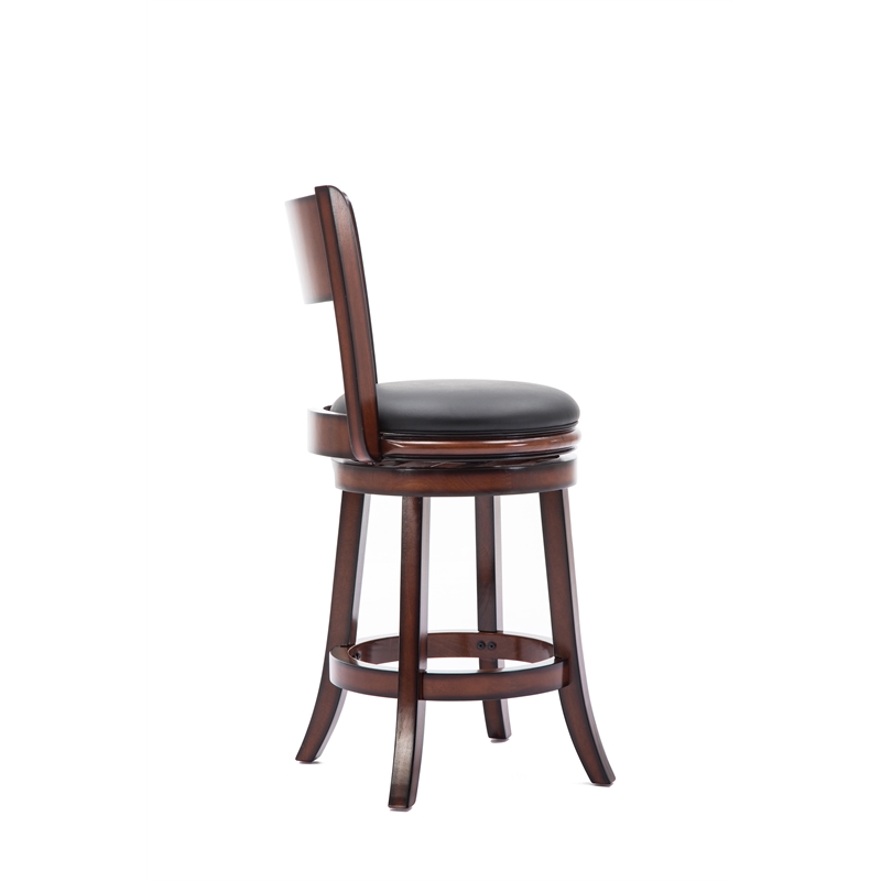 Boraam Wood Palmetto Counter Height Swivel Stool in Brandy Brown Finish