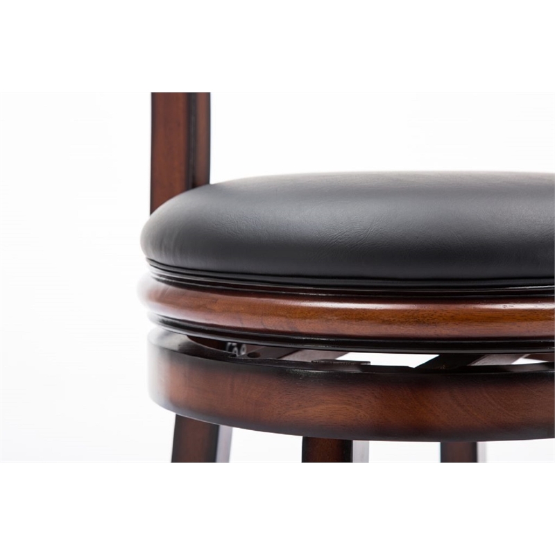 Boraam Wood Palmetto Counter Height Swivel Stool in Brandy Brown Finish