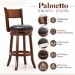 Boraam Wood Palmetto Bar Height Swivel Bar Stool in Brandy Brown Finish
