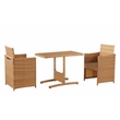 Boraam PVC Rattan Honeymoon 3pc Outdoor Dining Bistro Set in Gold Oak finish