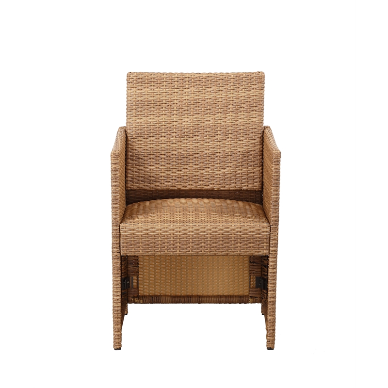 Boraam PVC Rattan Honeymoon 3pc Outdoor Dining Bistro Set in Gold Oak finish