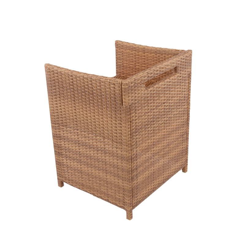 Boraam PVC Rattan Honeymoon 3pc Outdoor Dining Bistro Set in Gold Oak finish