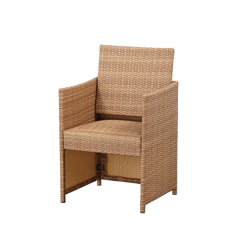 Boraam PVC Rattan Honeymoon 3pc Outdoor Dining Bistro Set in Gold Oak finish