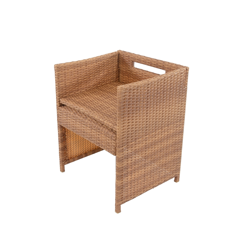 Boraam PVC Rattan Honeymoon 3pc Outdoor Dining Bistro Set in Gold Oak finish