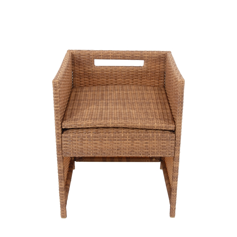 Boraam PVC Rattan Honeymoon 3pc Outdoor Dining Bistro Set in Gold Oak finish