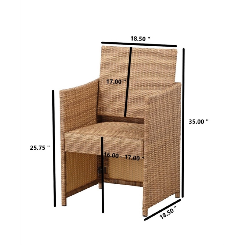 Boraam PVC Rattan Honeymoon 3pc Outdoor Dining Bistro Set in Gold Oak finish