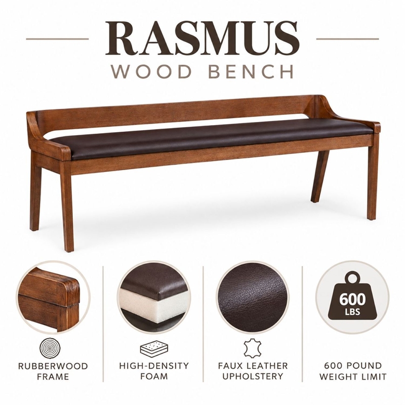 Boraam Rasmus Dining Bench Chestnut Wire-Brush