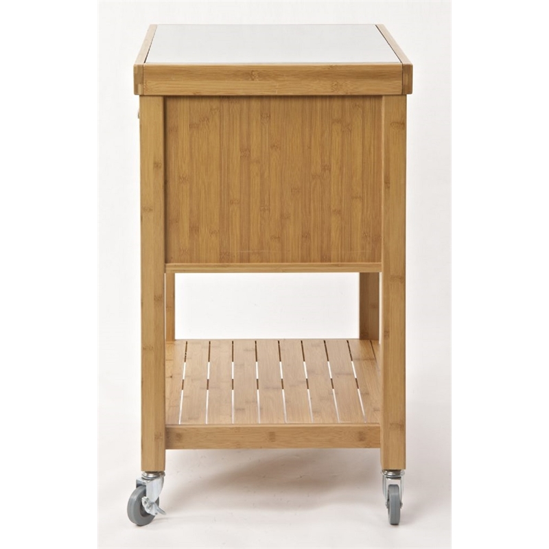 Boraam Kenta Bamboo Kitchen Cart with Natural Finish
