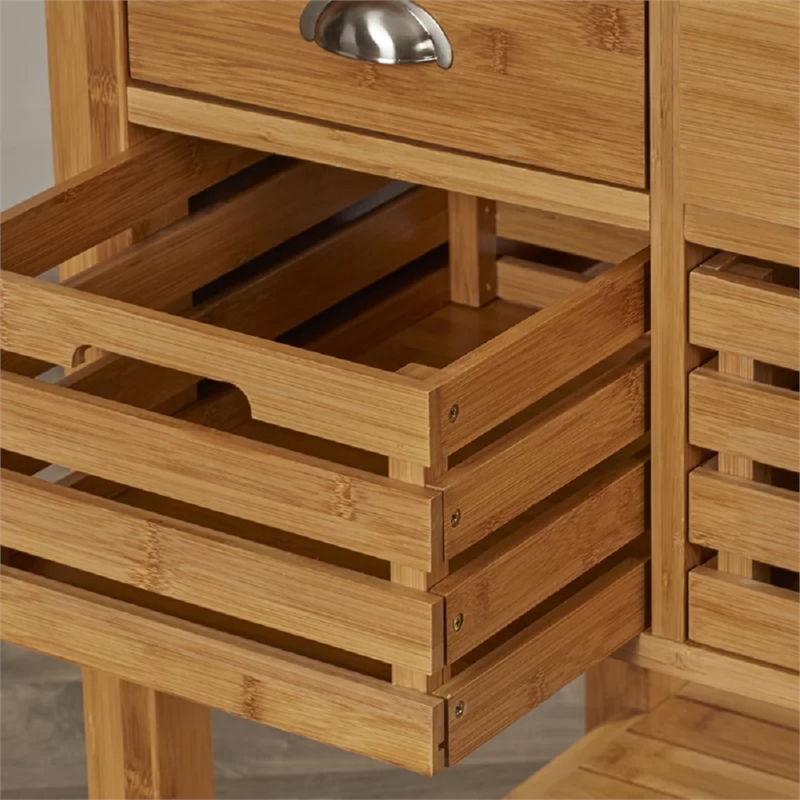 Boraam Kenta Bamboo Kitchen Cart with Natural Finish