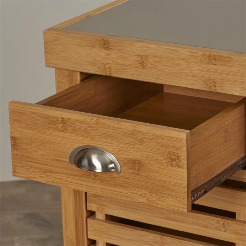 Boraam Kenta Bamboo Kitchen Cart with Natural Finish