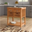 Boraam Kenta Bamboo Kitchen Cart with Natural Finish
