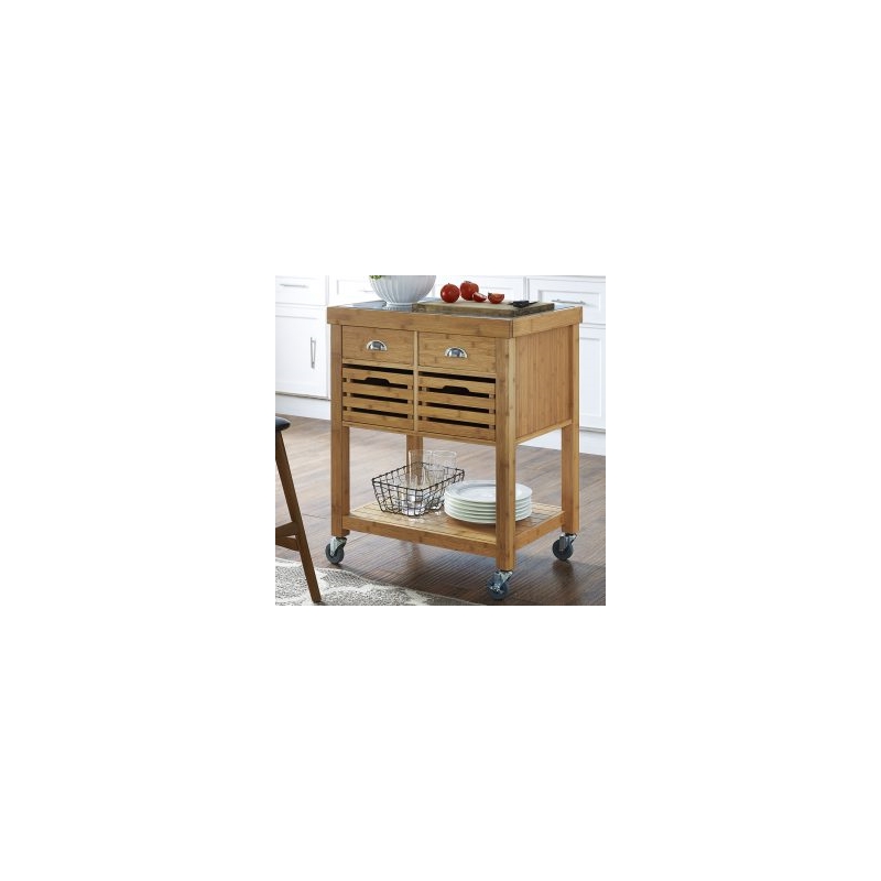 Boraam Kenta Bamboo Kitchen Cart with Natural Finish