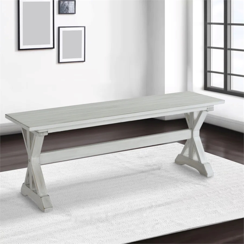 Boraam Jamestown Backless Dining Bench Antique White Finish