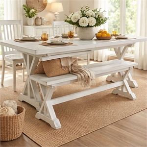 Boraam Jamestown Backless Dining Bench Antique White Finish