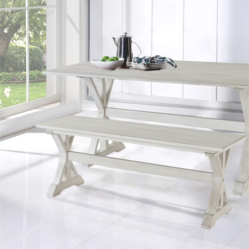 Boraam Jamestown Backless Dining Bench Antique White Finish