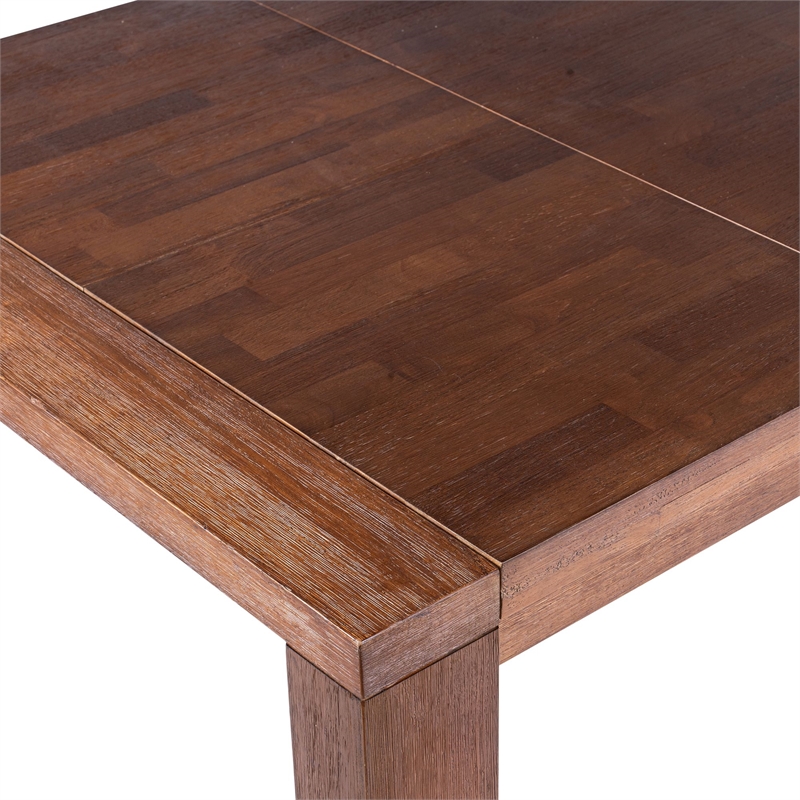 Rasmus Wood Extension Dining Table Chestnut Wire-Brush Finish