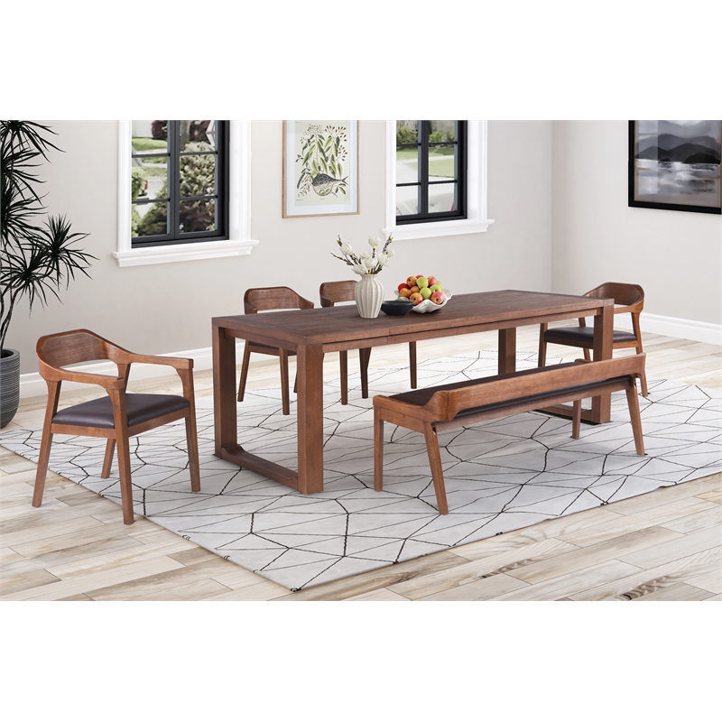 Rasmus Wood Extension Dining Table Chestnut Wire-Brush Finish