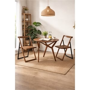 Boraam Wood Sydney Folding Chair Chestnut Wire-Brush Finish Set of 2