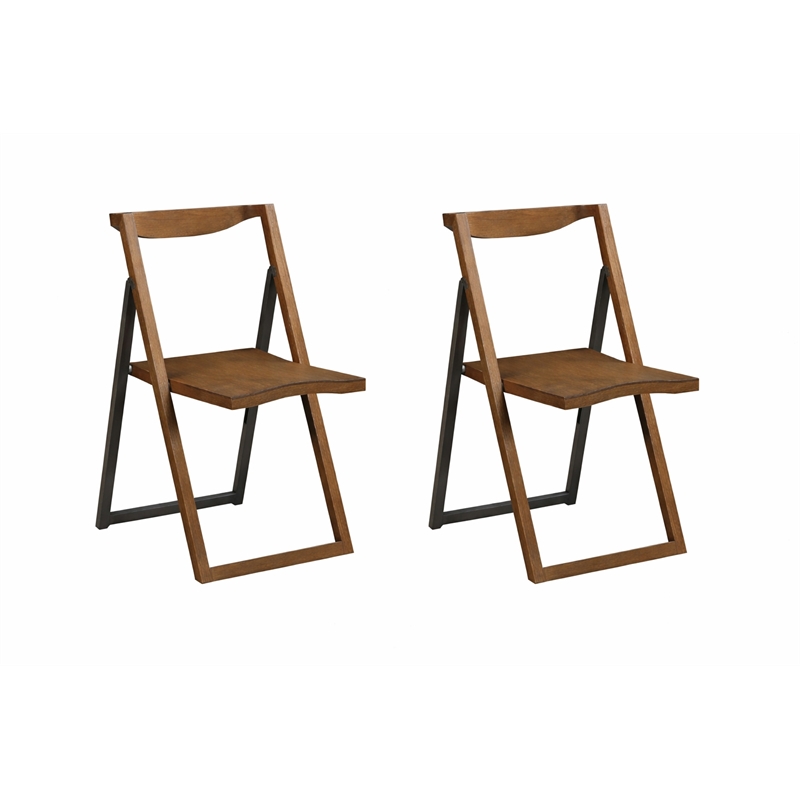 Boraam Wood Sydney Folding Chair Chestnut Wire-Brush Finish Set of 2
