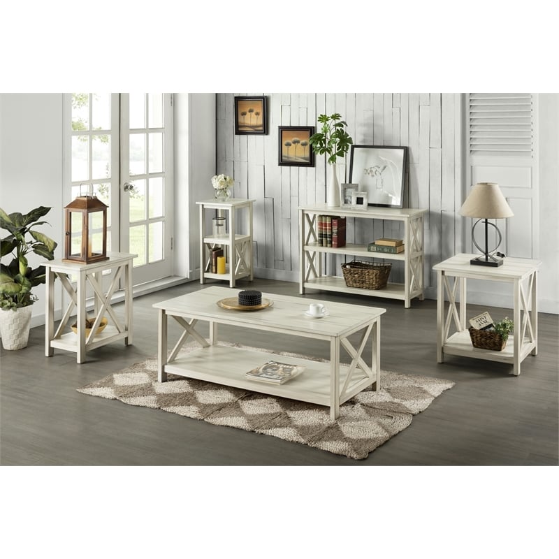 Boraam Wood Jamestown End Table Antique White finish
