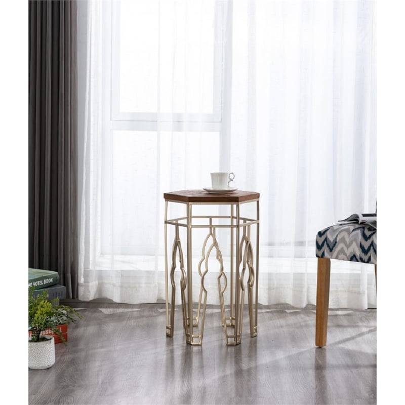 Boraam Genevieve Wood Nesting Tables - Set of 2 Gold & Natural