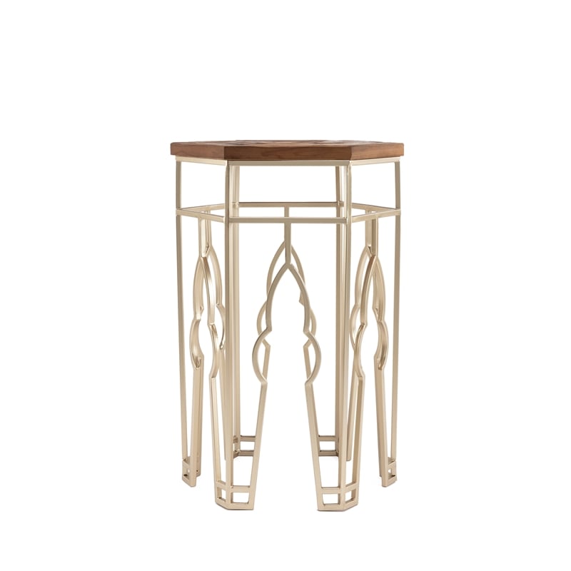Boraam Genevieve Wood Nesting Tables - Set of 2 Gold & Natural