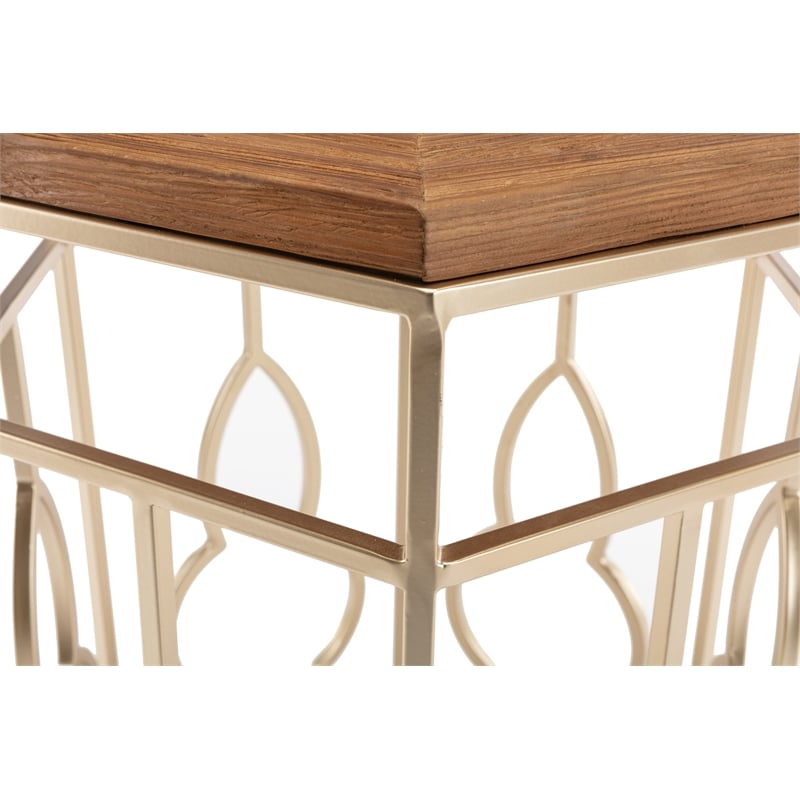 Boraam Genevieve Wood Nesting Tables - Set of 2 Gold & Natural