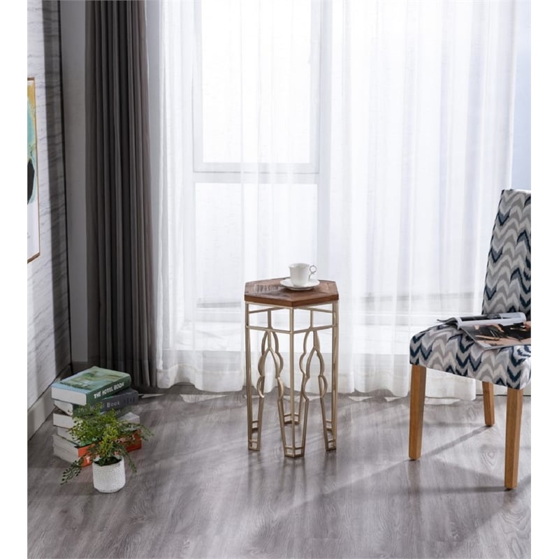 Boraam Genevieve Wood Nesting Tables - Set of 2 Gold & Natural