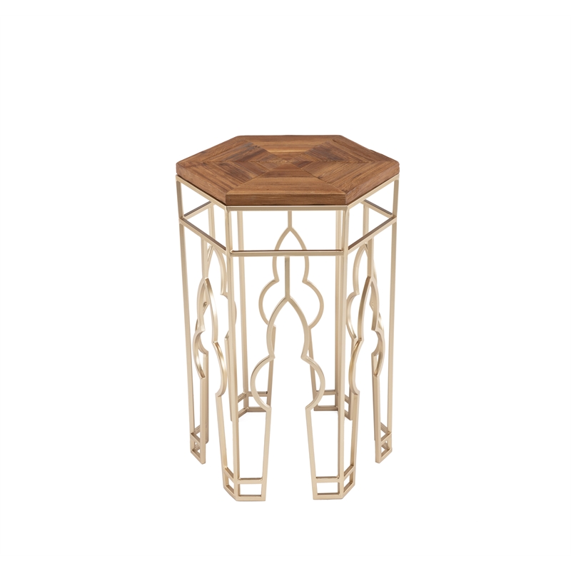 Boraam Genevieve Wood Nesting Tables - Set of 2 Gold & Natural