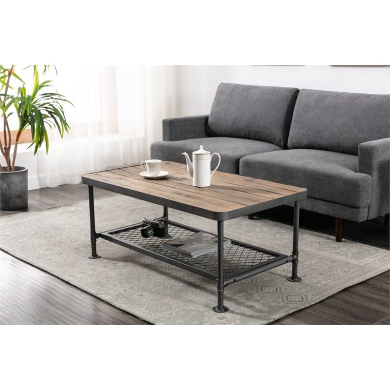 Boraam Wood Newport Coffee Table Natural and Gray Finish