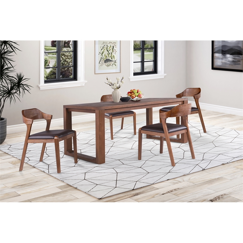 Boraam Wood Rasmus 5-Piece Dining Set Chestnut Wire-Brush Finish