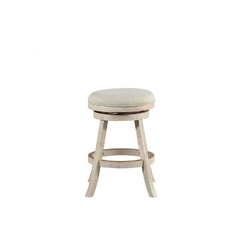 Boraam Wood Fenton Backless Swivel Counter Stool Ivory Wire-Brush Finish