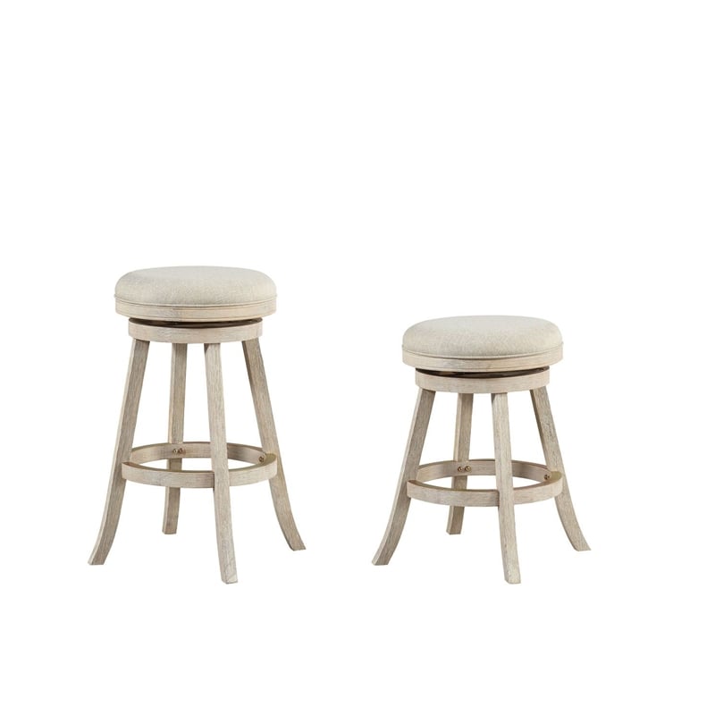Boraam Wood Fenton Backless Swivel Counter Stool Ivory Wire-Brush Finish