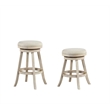 Boraam Wood Fenton Backless Swivel Counter Stool Ivory Wire-Brush Finish