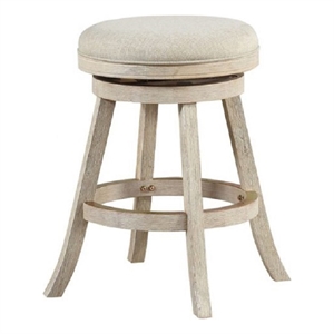 Boraam Wood Fenton Backless Swivel Counter Stool Ivory Wire-Brush Finish