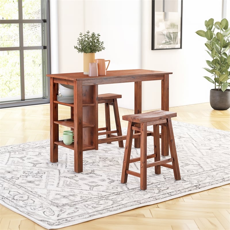 Boraam Brittany Rectangular Bar Height Table - Chestnut Wire-Brush