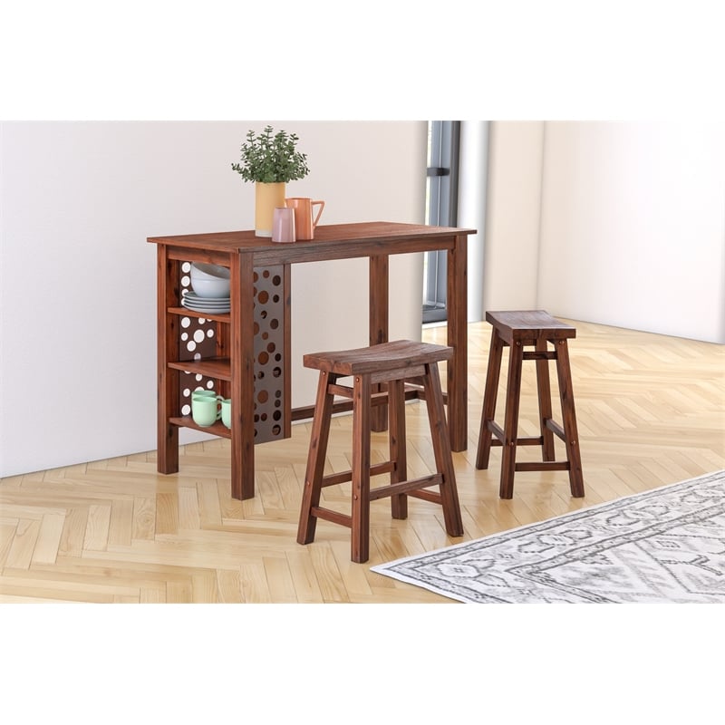Boraam Brittany Rectangular Bar Height Table - Chestnut Wire-Brush