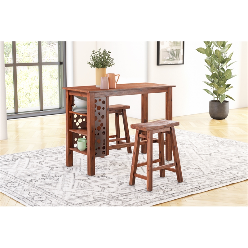 Boraam Brittany Rectangular Bar Height Table - Chestnut Wire-Brush