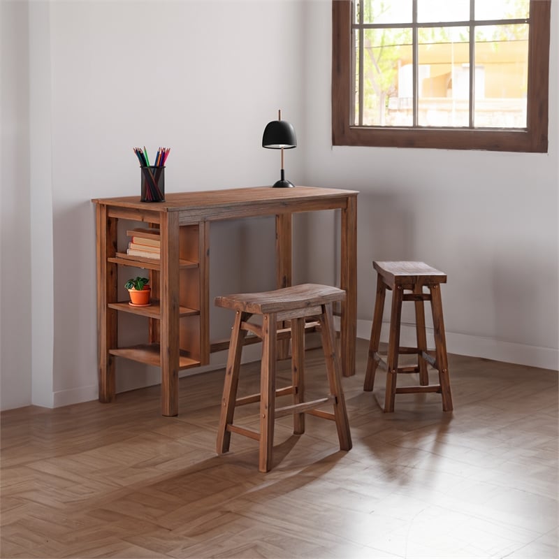 Boraam Brittany Rectangular Bar Height Table - Chestnut Wire-Brush