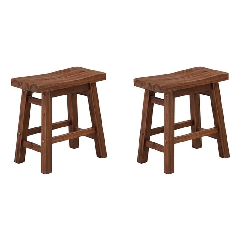 Boraam Sonoma Saddle 18 inch Stool Chestnut Wire-Brush Set of 2