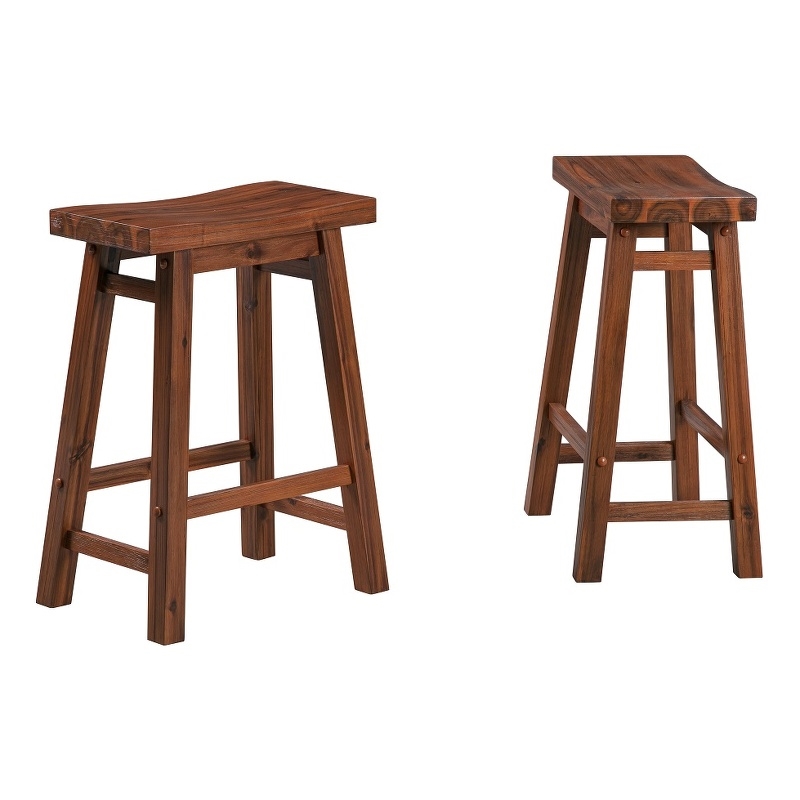 Boraam Sonoma Saddle Counter Height Stool Chestnut Wire-Brush Set of 2