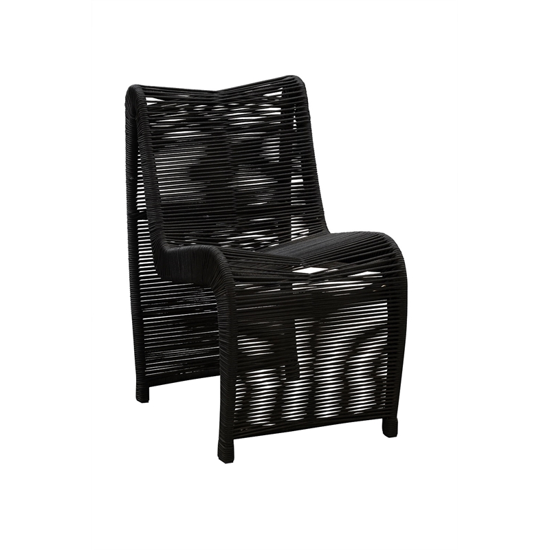 Boraam  Iron Lorenzo Rope Outdoor Patio Chairs in Black (Set of 2)